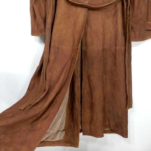 Free People Brenda Knight Nigel Preston Long Trench Coat XL Lambskin Suede NEW - Picture 8 of 9